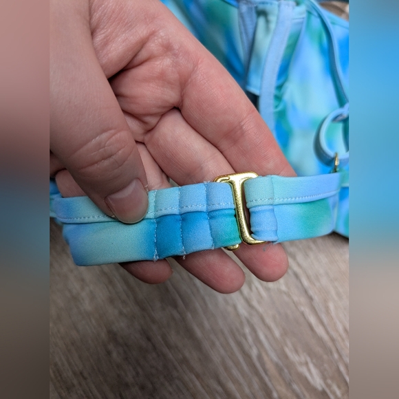 NEW 93 Play Street Sadie Blue Tropical Wave Bikini Top Size XL - Picture 7 of 9